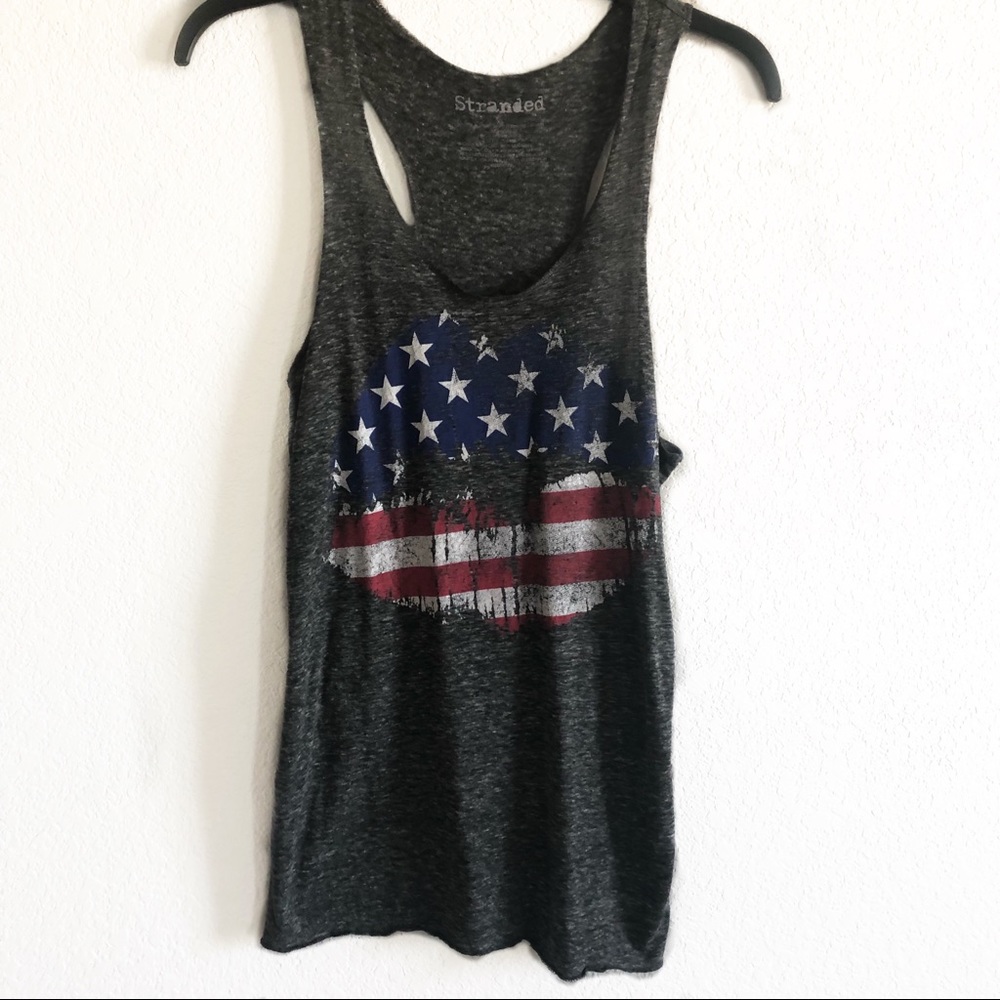 American flag lips burnout tank